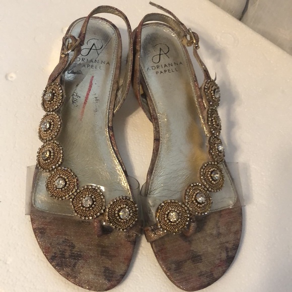 Adrianna Papell Daisy Gold Embellished Rhinestone Sandals size 8M - Picture 5 of 11